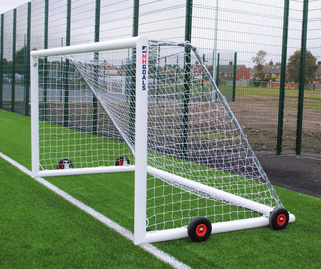 12x6 Selfweighted Wheeled Football 7v7 Goal Package: Mini Soccer Freestanding Aluminium