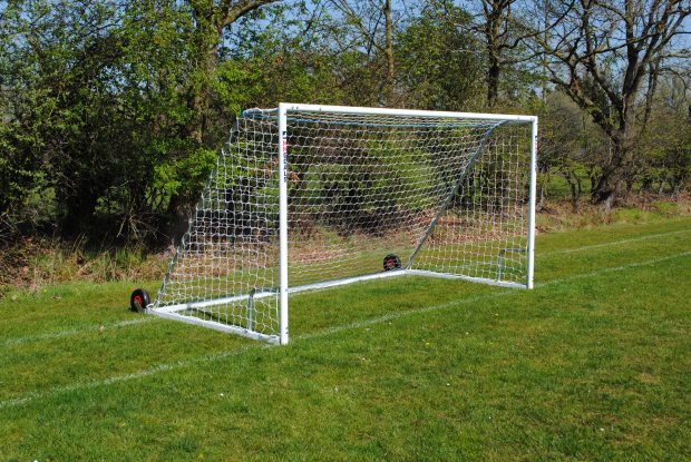 12x6 Heavy Duty Wheeled Football 7v7 Goal Package: Mini Soccer Freestanding Steel