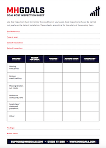 Goalpost safety check form